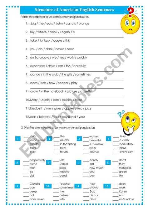 english worksheets structure exercises