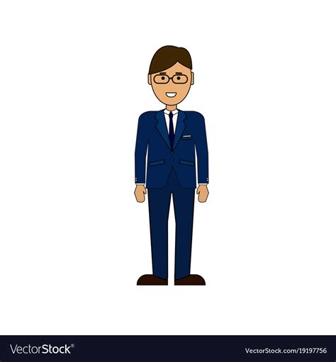 cartoon business man wearing suit stand isolated vector image