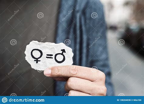 gender equality   piece  paper stock photo image