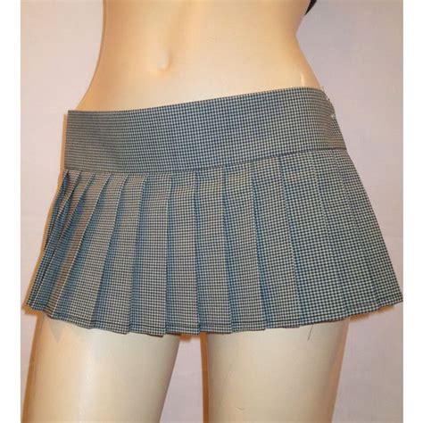 b w mini pleated plaid skirt~school girl pleated gingham blue skirt 8