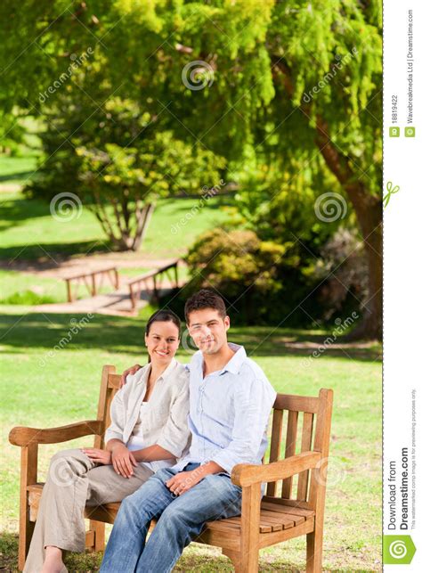 couple   bench stock photo image  middle relax