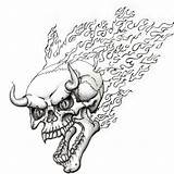 Flaming Devil Adult Skulls sketch template