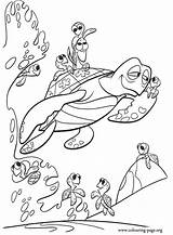 Nemo Coloring Finding Crush Squirt Pages Sea Turtles Colouring Group Turtle Disney Young Printable Kids Sheets Australian Current Print Cartoon sketch template