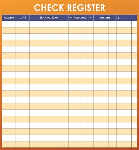 printable transaction register  checkbook printable templates