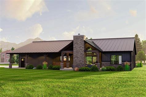 story craftsman barndo style house plan  rv friendly garage
