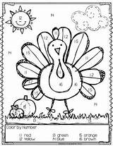 Turkey Thanksgiving Color Number Coloring Worksheets Pages Kindergarten Numbers Preschool Grade Activities Freebie Kids Printable First Teen Disguise Projects Writing sketch template