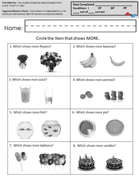 more or less worksheets autism worksheets free printable math