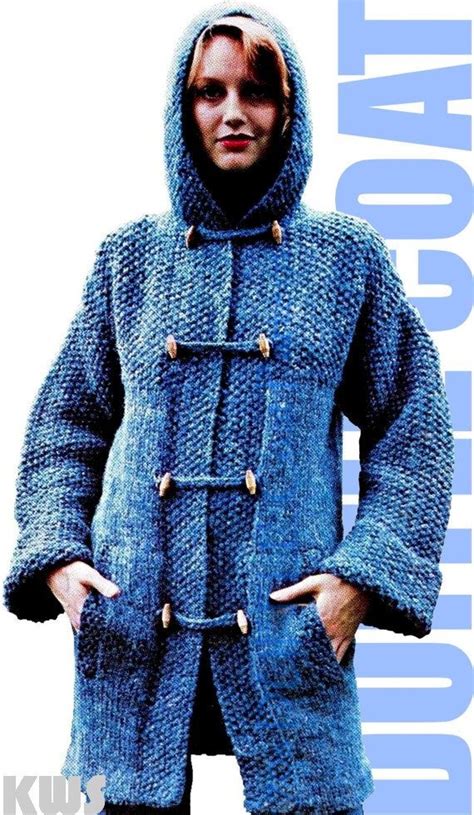vintage  knit english duffle coat  pattern instant  pattern duffle coat