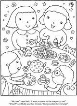 Party Tea Coloring Pages Kids Girls Bing Publications Dover Colouring Games Welcome Doverpublications sketch template