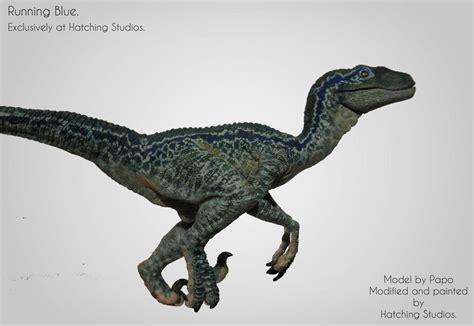 Ooak Papo Raptor Blue From Jurassic World Sideview By