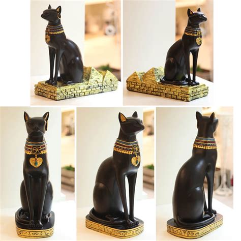 15 vintage egyptian bastet cat goddess resin figurine black cat