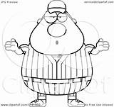 Careless Shrugging Baseball Player Male Clipart Cartoon Cory Thoman Outlined Coloring Vector sketch template