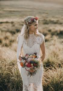 Lace Wedding Dress Bright Flowers Flower Crown