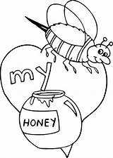 Bee Coloring Valentines Honey sketch template