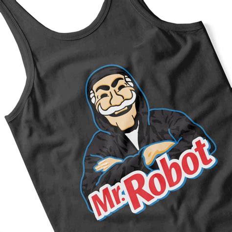 Medium Black Mr Robot Mr Clean Parody Womens Vest T