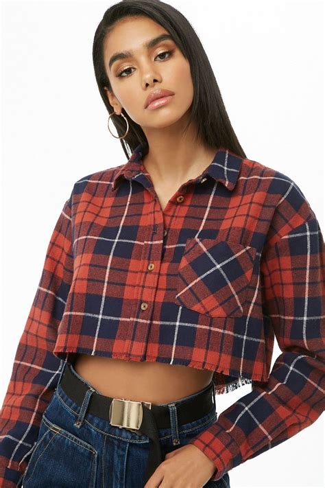 cropped flannel shirt cropped shirt outfit flannel crop top crop