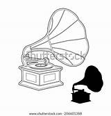 Outline Vector Gramophone Silhouette Shutterstock Search sketch template