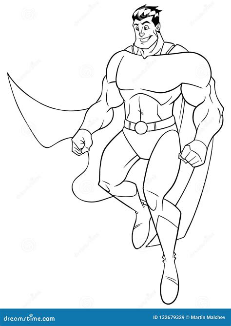 superhero flying happy  art stock vector illustration  body