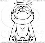 Drunk Dumb Gibbon Monkey Clipart Cartoon Coloring Outlined Vector Cory Thoman Royalty sketch template