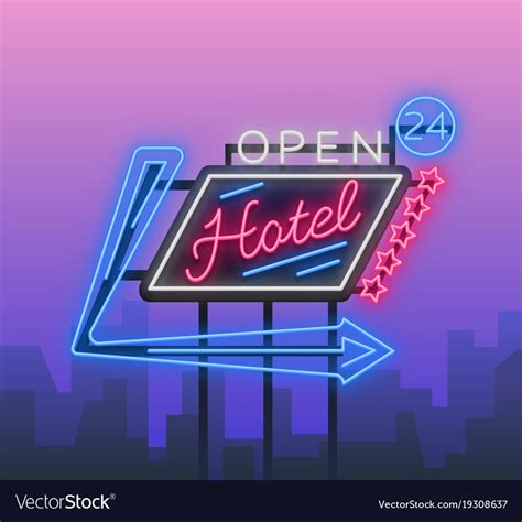 Hotel Is A Neon Sign Retro Royalty Free Vector Image
