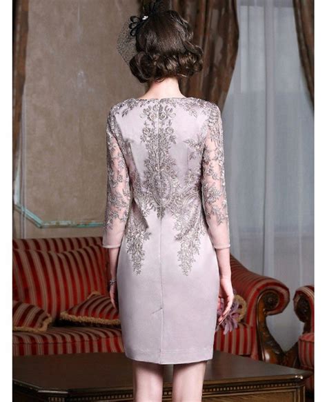 Long Sleeve Embroidered Cocktail Dress For Women Over 40