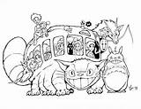Coloring Pages Bus Cat Ghibli Studio Deviantart sketch template