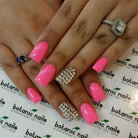 Pink And Rhinestones Botanic Nails How To Do Nails Squoval Nails