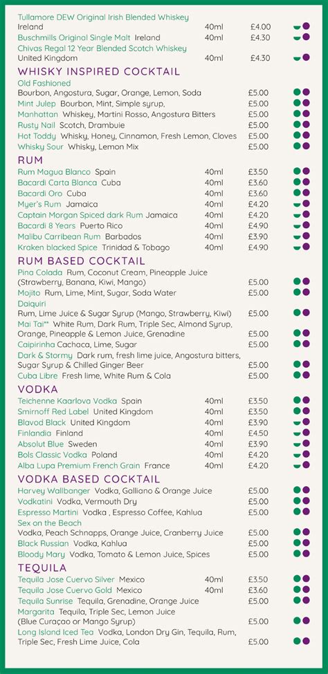 ambassador cruise  drinks menus prices