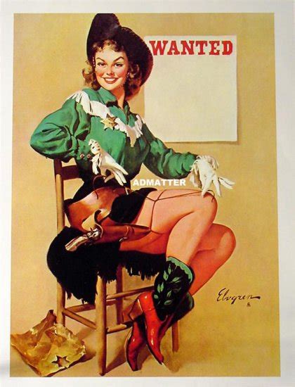 vintage gil elvgren cowgirl pinup girl poster hot photo