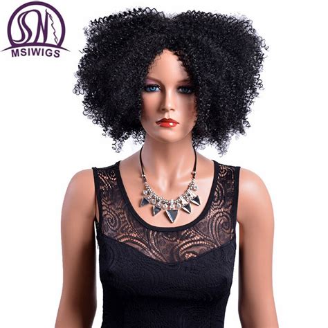 Msiwigs Synthetic Curly Wig For Black Women Natural Full African