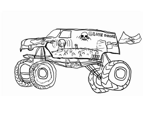 monster truck grave digger coloring page  printable coloring