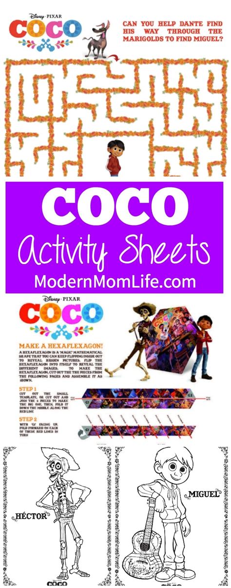 disney pixars coco coloring pages  activity sheets modern mom life