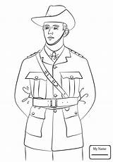 Anzac Tegninger Soldat Farvelægning Soldato Getdrawings Militar sketch template