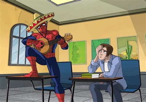 Ultimate Spiderman I Think He Sits Next To Me In Spanish