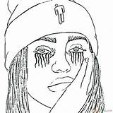Billie Eilish Coloring Pages Print Printable Tearing Singer Hat Girl Raskrasil Comments sketch template