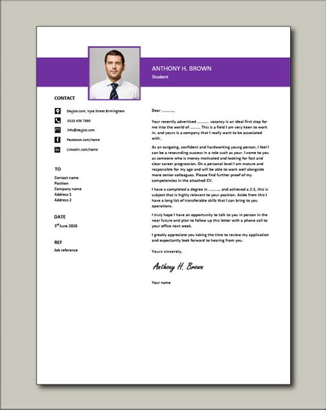 student cover letter template samples  graduate academic