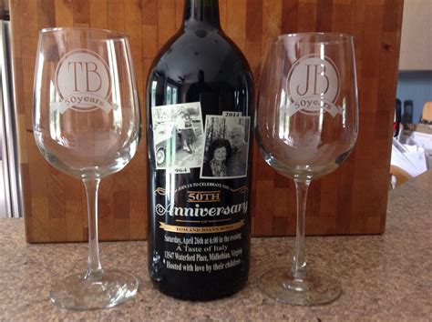 Custom Etched Wine Bottle With A Total Of 3 Pictures Etched On It