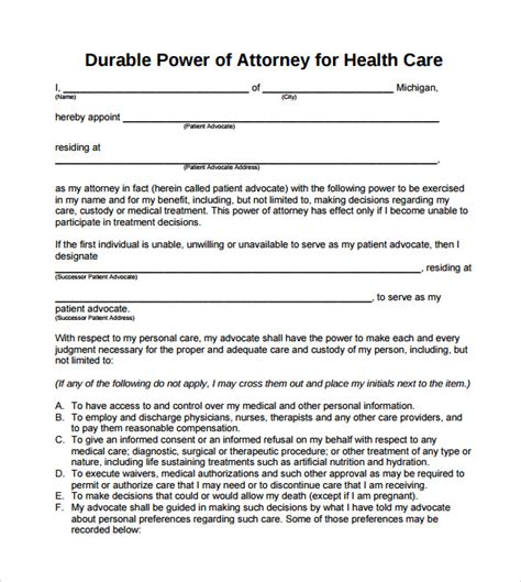 healthcare  blank printable medical power  attorney forms web