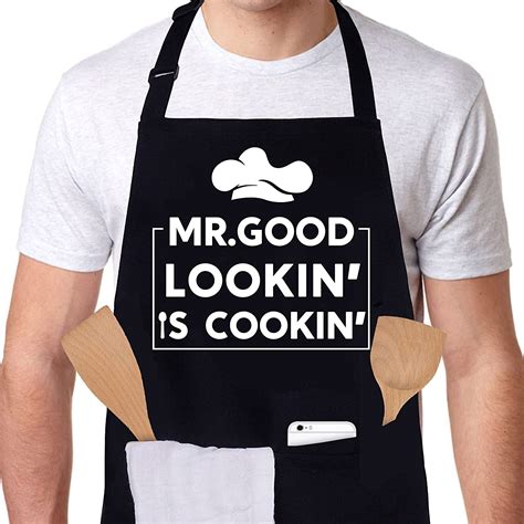 Skull Chef Funny Apron For Men Mr Good Looking Is Cooking Kitchen