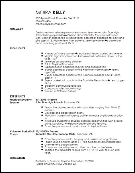 traditional sports coach resume  resume