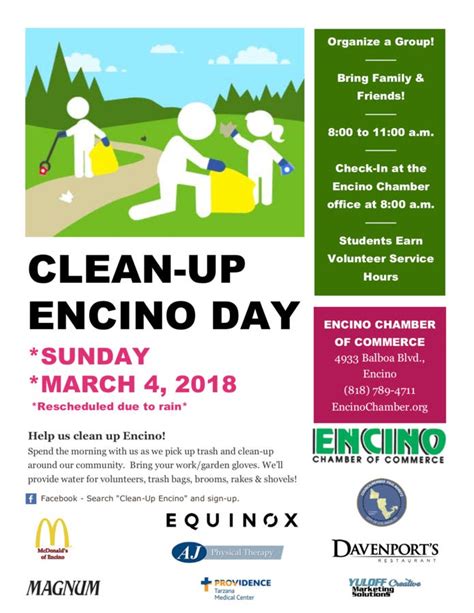 volunteers needed clean  encino day sunday march