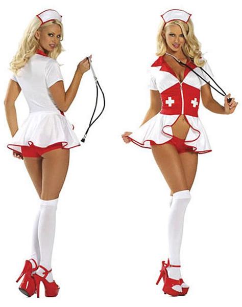 Adults Pin Up Nurse Costume Crop Top Maid Uniform Plus