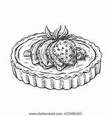 Tart Strawberry Isolated Sketch sketch template