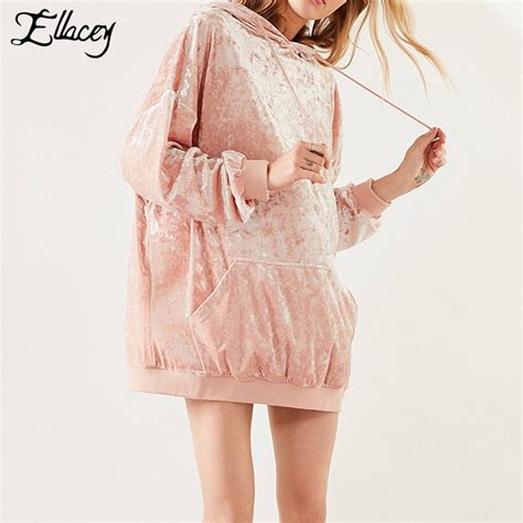 Ellacey Stylish 2018 Autumn Sweet Long Sweatshirt Women Pink Flannel