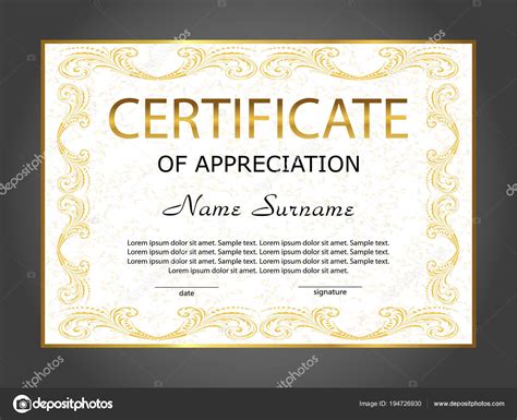 certificate  appreciation diploma template reward award winner