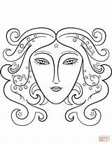 Coloring Virgo Sign Pages Zodiac Signs Supercoloring Curvy Tribal Printable Categories sketch template
