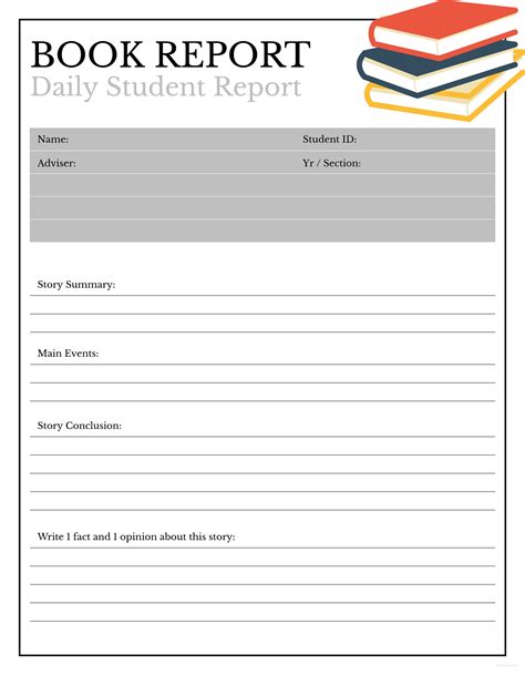 book report template printable templates