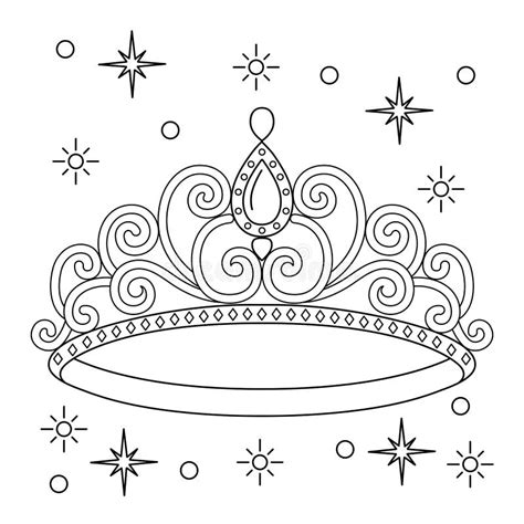 princess crown coloring page  kids stock vector illustration