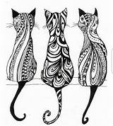 Katzen Ausdrucken Zentangle Doodles Erwachsene Zentangles Kostenlos Stencil sketch template