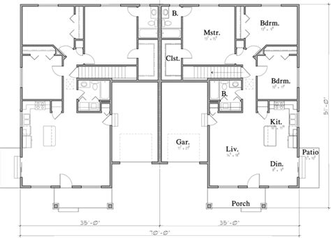 ranch duplex house plan  basement  bruinier associates duplex house plans house plans